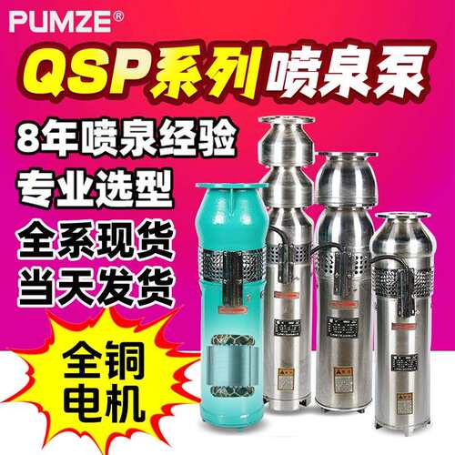QSP喷泉专用泵304不锈钢卧式铸铁景观喷泉泵QS水浸式喷泉潜水泵