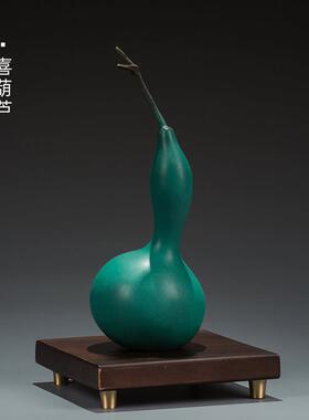 黄铜葫芦摆件新中式博古架福禄寿手工艺品办公桌玄关家居装饰礼品