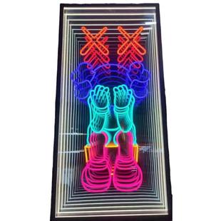 背景红字镜发光深渊镜酒吧力led网霓虹灯墙郑州装饰招牌千层亚克