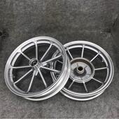 踏板摩托车鬼火RSZ福喜酷奇100改装 铝合金前后钢圈铃10寸轮毂