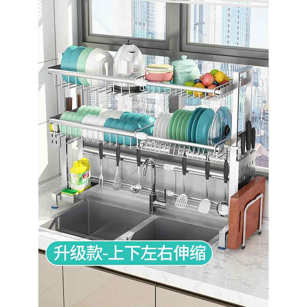 304不锈钢厨房架，水槽架，碗架，排水架，单水槽，碗，筷子，盘