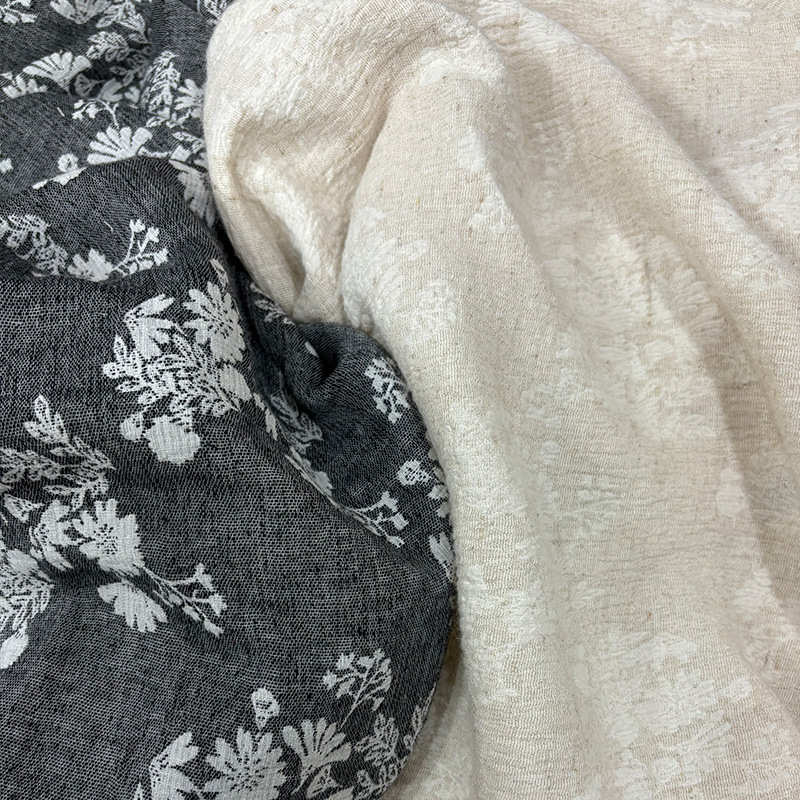 亚麻棉双层砂洗肌理提花面料柔软透气双面绉布家纺服装布料T86012