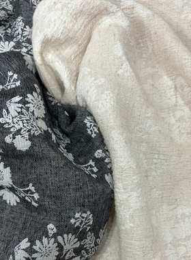 亚麻棉双层砂洗肌理提花面料柔软透气双面绉布家纺服装布料T86012