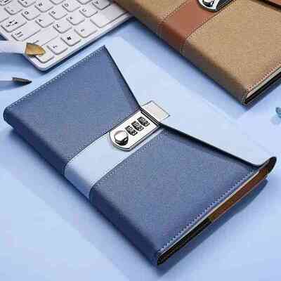 A5 Password Notebook Secret Diary with Lock PU Cute Notebook