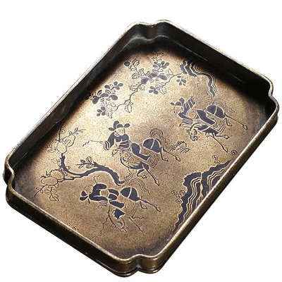 仿古纯手工漆绘壶承宋式炭烧干泡盘做旧壶垫茶盘功夫茶具托盘