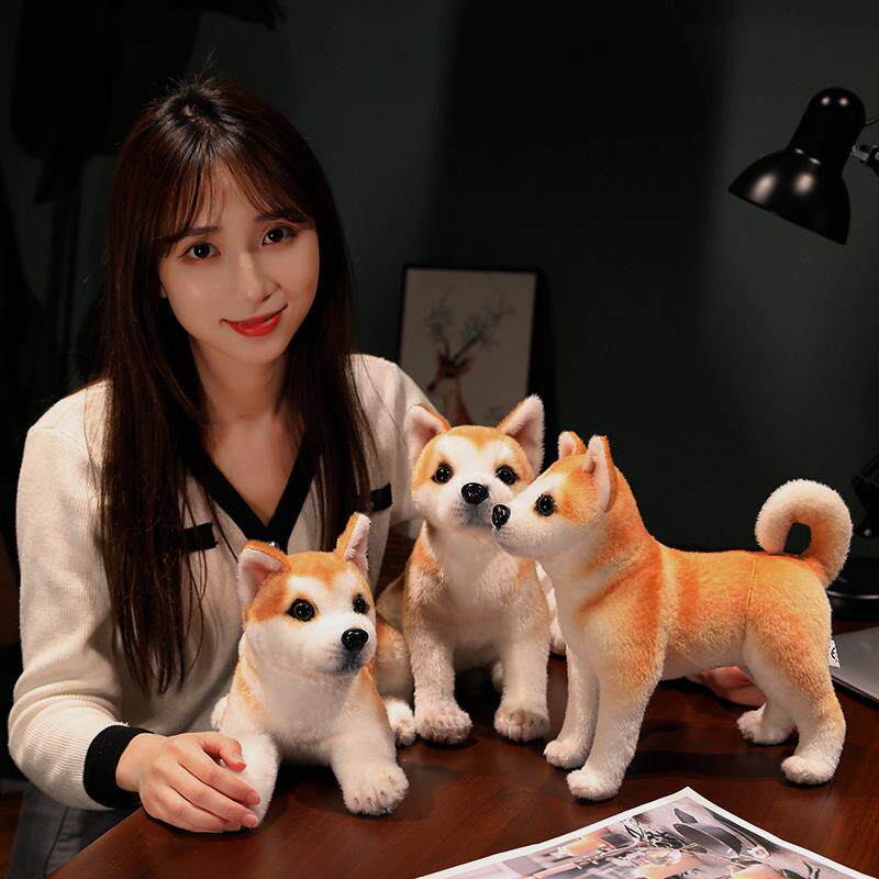 可爱仿真小柴犬公仔毛绒玩具小狗狗秋田犬玩偶男孩子安抚布偶娃娃