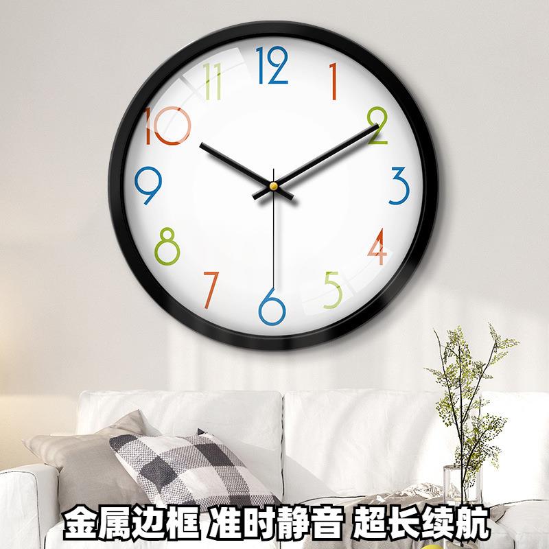 数字挂钟时尚石英钟表客厅家用卧室挂表创意静音简约现代时钟挂墙