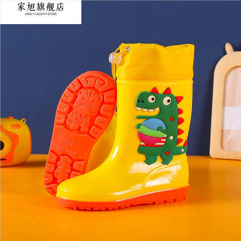 1-16 YEARS OLD CHILDRENS HIGH-TOP RAIN BOOTS DINOSAUR CARTOON WATER BOOTS NON-SLIP SOFT BOTTOM WATERPROOF SHOES BOYS AND GIRLS TODDLER RUBBER SHOES
