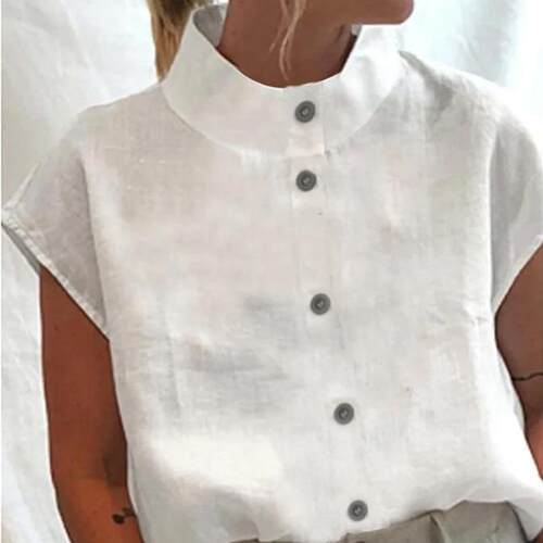 Women's cotton and linen plus size shirt