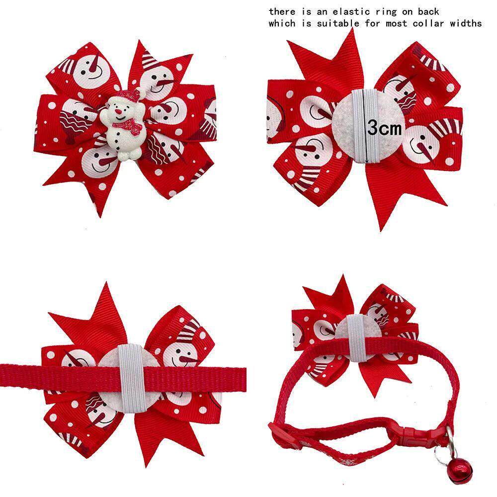 30/50pcs Christmas Dog Bow Tie Removable Dog Collar Santa Cl