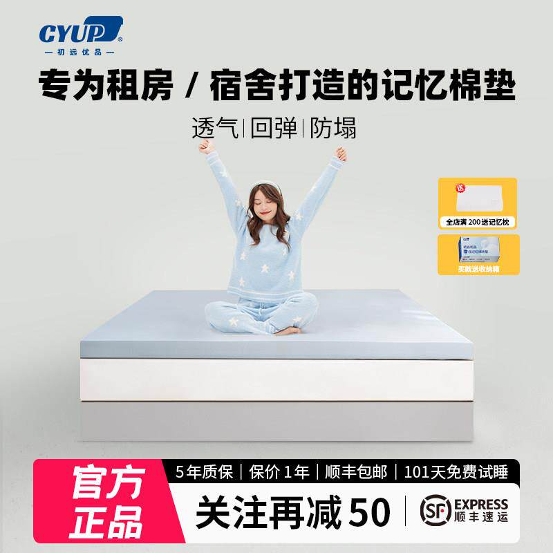 初远优品小蓝床垫加厚可折叠褥子租房卧室单双人专用学生宿舍可用