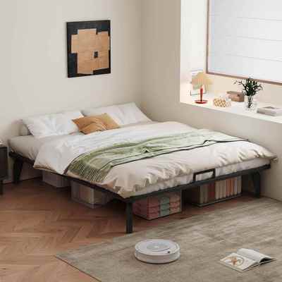 高脚床无床头齐边榉木排骨架小户型全实木床单人离地高架床无靠背