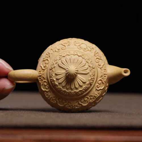 黄杨摆件件手把工艺品纹莲花实木挂件根雕文玩壶小叶木雕木制
