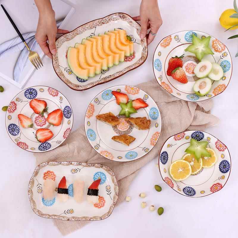 陶瓷水果菜盘饭盘子11寸鱼盘饺子盘家用酒店西餐具日式和风精致
