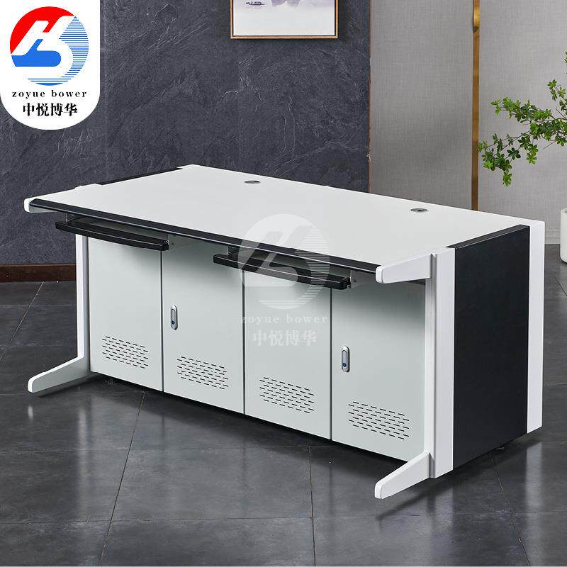 指挥中心中控室电脑控制柜双工位三联四联豪华电器柜监控操作台