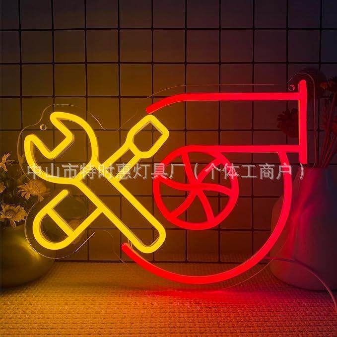 霓虹灯,扳手涡轮霓虹灯用于墙壁装饰,LED 涡轮灯墙艺术汽车车库