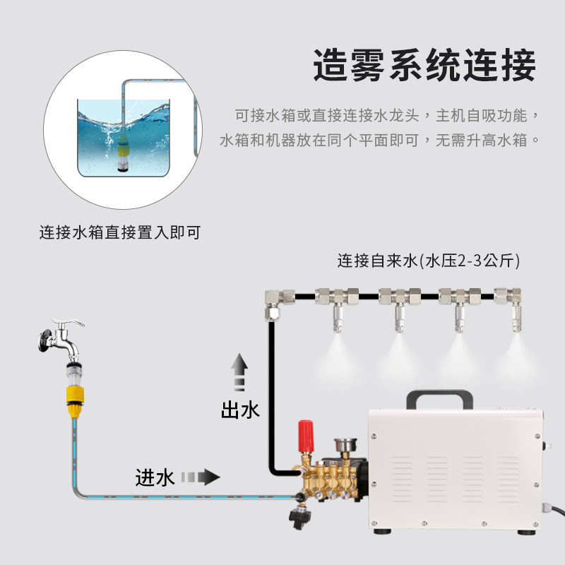 热带雨林高压喷雾降温机咖啡厅加油站大排档喷雾降温高压雾化系统