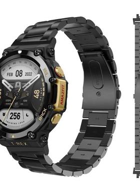 适用华米Amazfit跃我T-Rex3/2表带trex ultra三珠不锈钢金属表pro