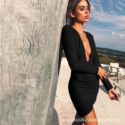 Deep V Neck Blazer Formal Bodycon Dress Elegant Chic