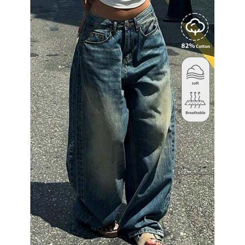K 33846 Vintage straight jeans 复古直筒牛仔裤跨境速卖通
