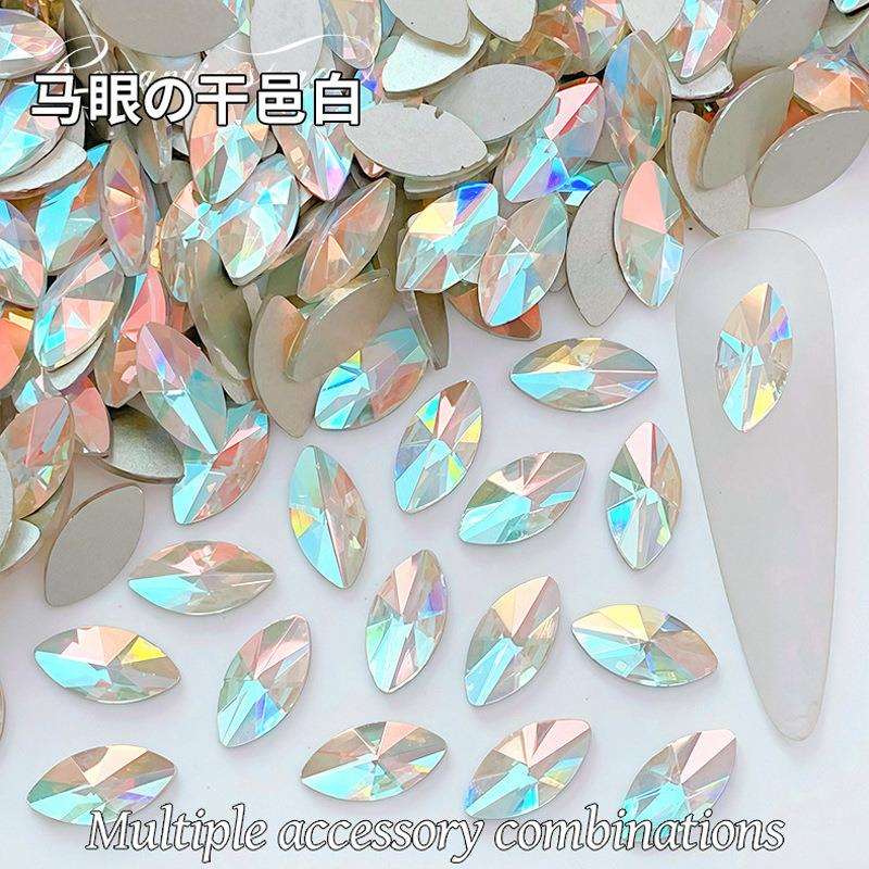 平底彩色马眼异形钻平底钻饰品配件玻璃美甲钻穿戴甲爆款配饰