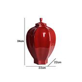 瓷罐子摆件家居客厅玄关将军坛售楼 高级红陶色六角装 新款 新处中式