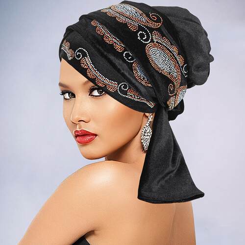 Velvet Headscarf Hat Women's Forehead Cross Headband Hat Vv