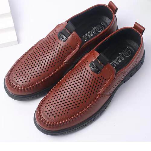 高档皮鞋子镂男夏季新款凉鞋气休闲潮流鞋男透士青年系带空洞洞男