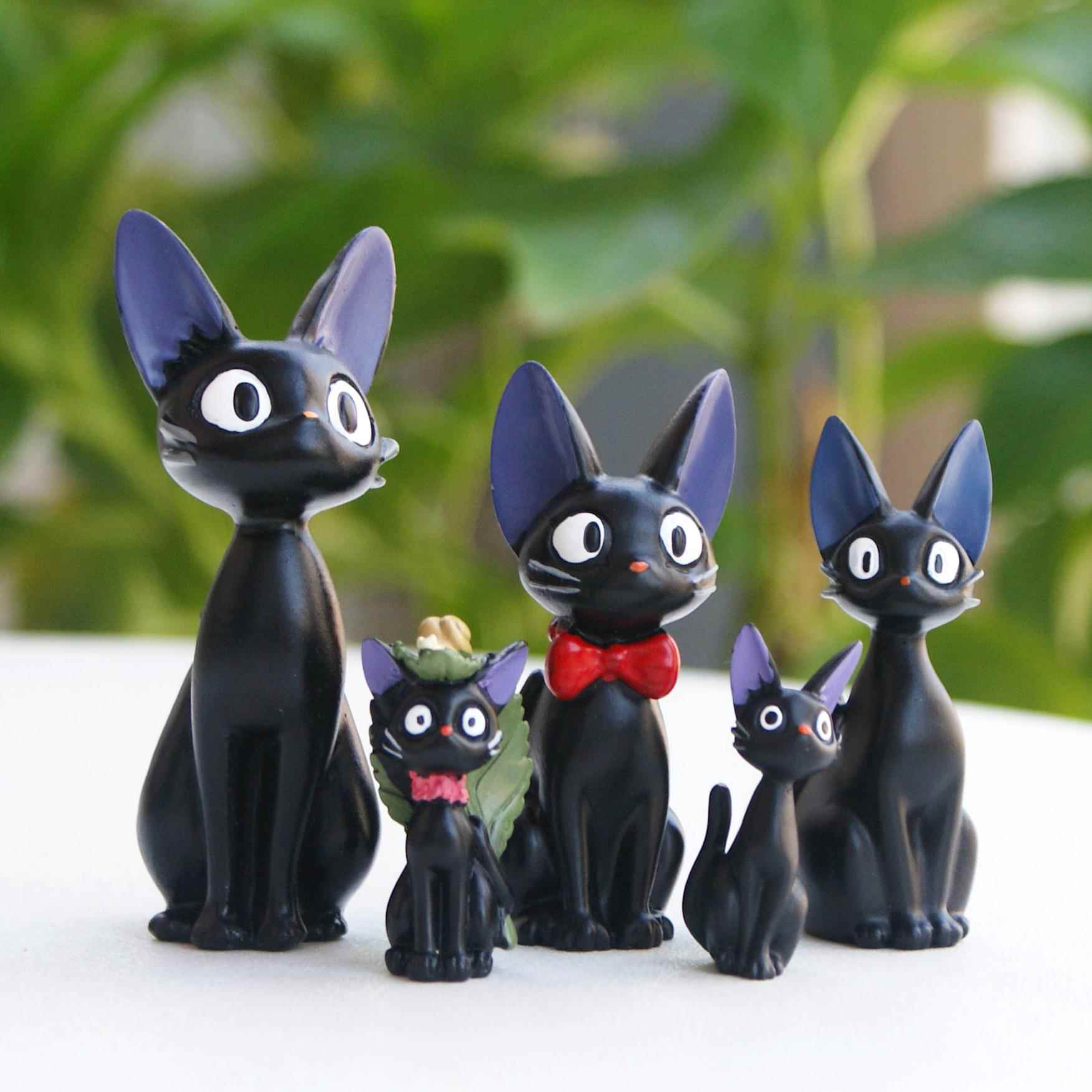 可爱猫咪小摆件魔女扫把小女巫猫咪造景公仔小黑猫办公桌面装饰品