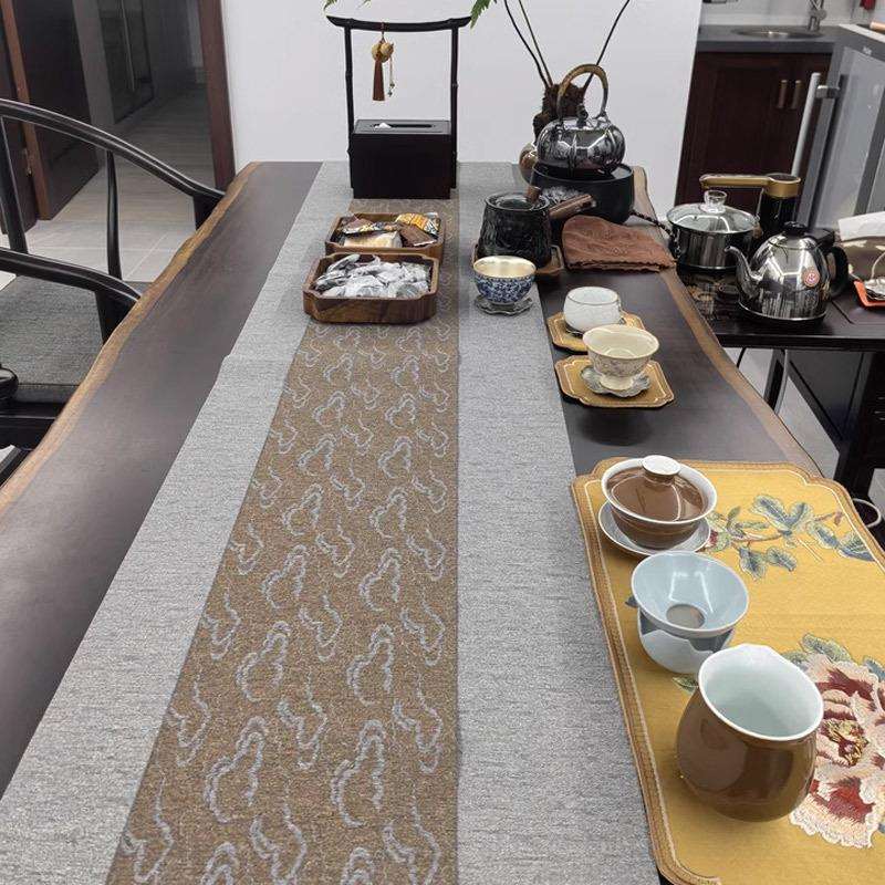 茶布茶几桌布垫子新中式禅意茶旗防水茶席桌旗艺棉麻布轻奢祥云茶