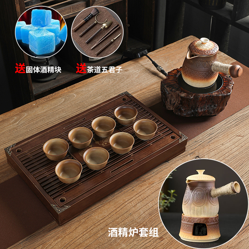锦绣百年老枣木电陶炉粗陶煮茶炉家用静音烧水可干烧罐罐蒸煮茶壶