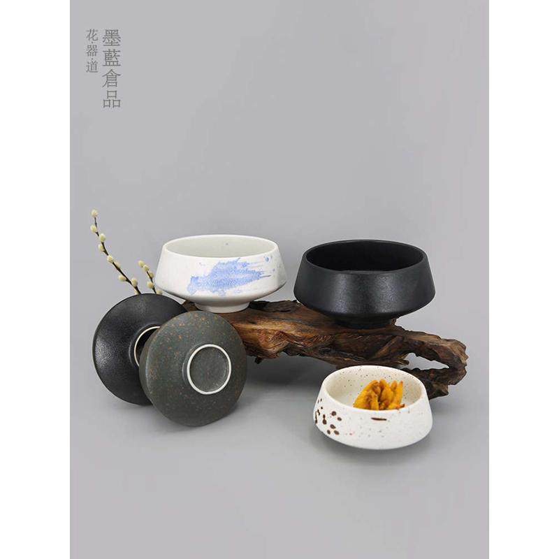 碗型复古墨黑花器禅意陶瓷中式插花器皿日式花道花盘多肉仿古花盆,鲜花速递/花卉仿真/绿植园艺,花盆,淘宝优惠券,粉丝福利购,淘宝优惠卷