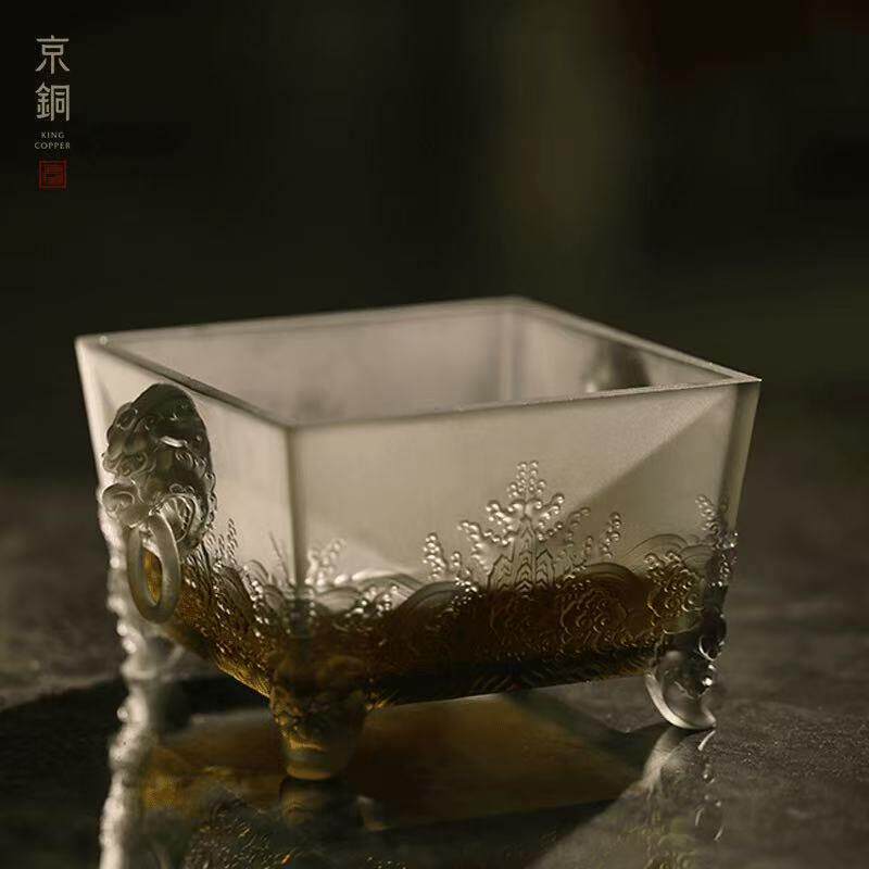 京铜建水琉璃宋式美学古风烟灰缸奢华茶洗水盂茶渣缸办公室家用