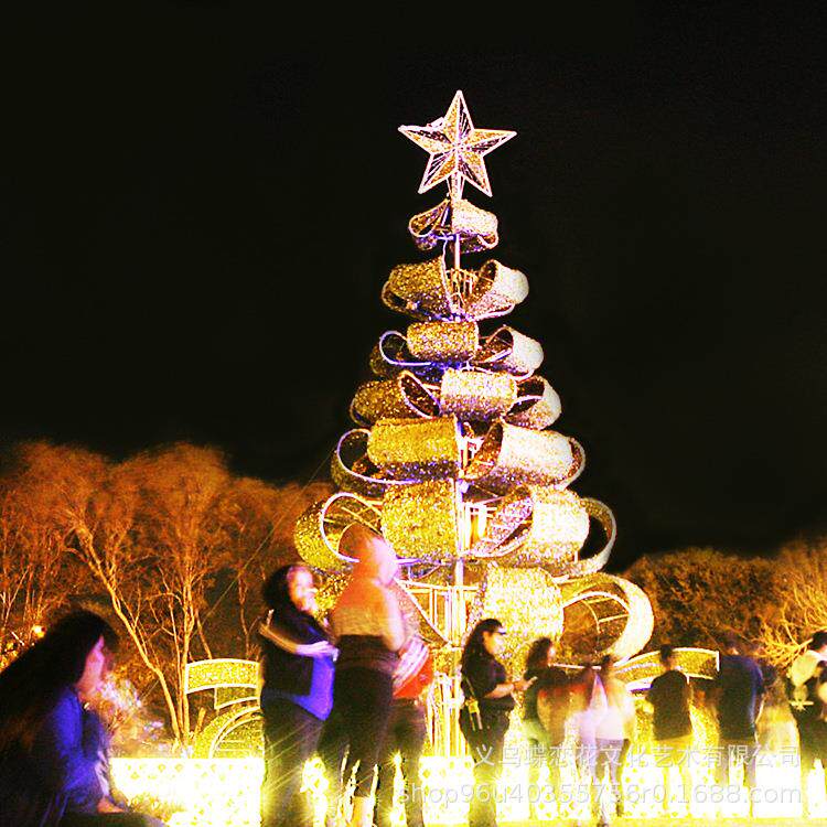 大型金色圣诞树个性来图制作LED发光圣诞节装饰新款异形圣诞树