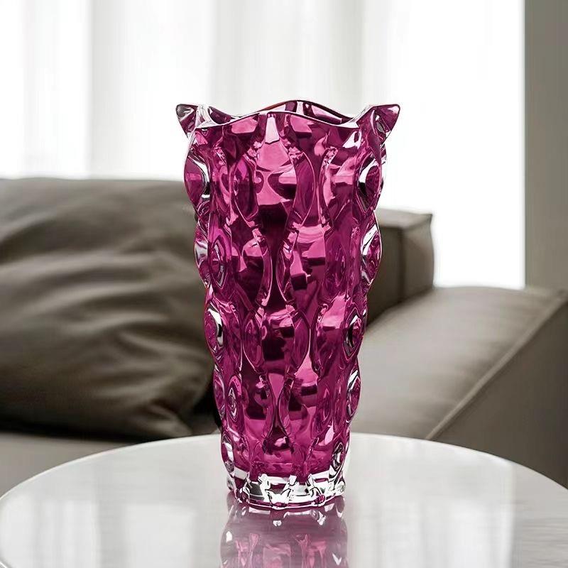 S【新年限定】紫色波西摆件装饰品花瓶玻璃器皿拉丝手工艺品陈列