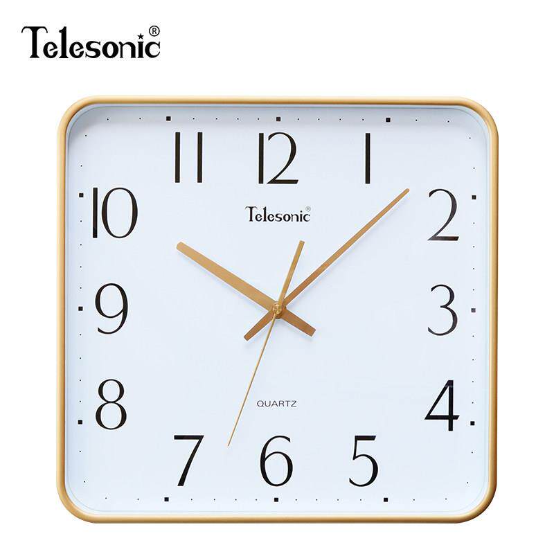 TELESONIC/天王星方形大钟表静音石英钟简约时尚家用客厅饭厅挂钟