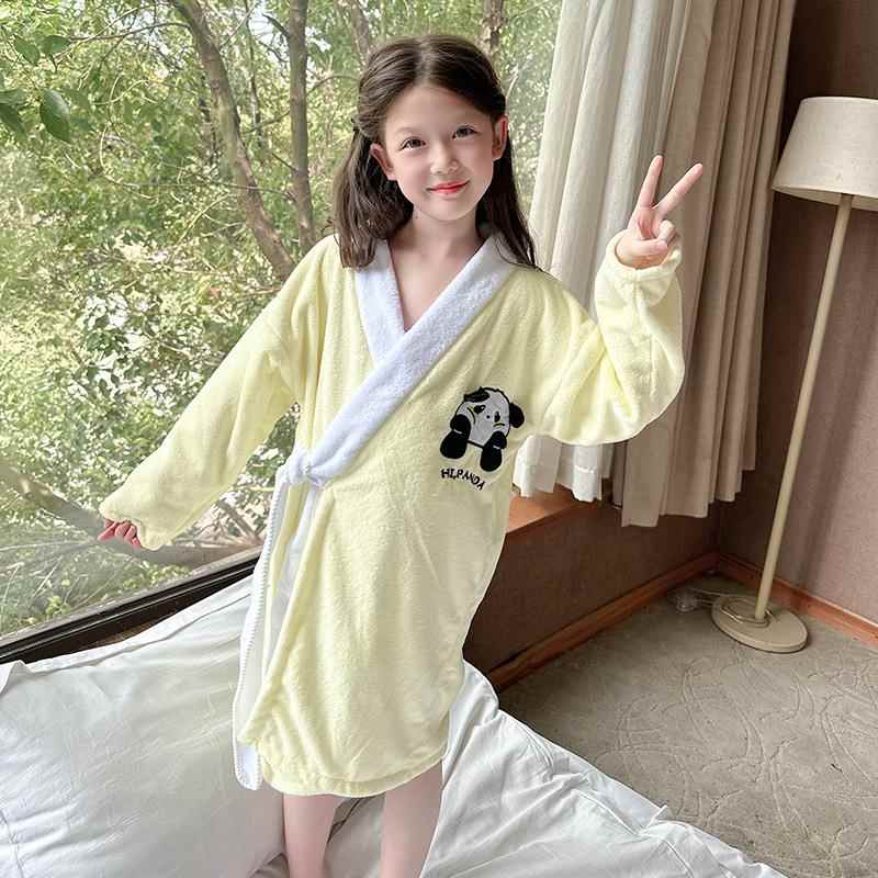珊瑚绒浴巾儿童浴袍毛巾卡通女童男童浴裙家居服吸水加厚洗澡爆款