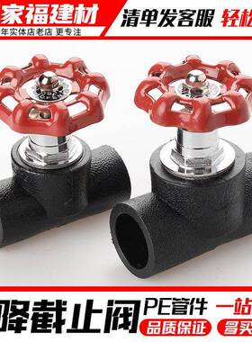 pe升降停止阀自来水管热熔接头开 关配件20 25 32 63 4分pe管阀门