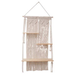 酒店物宿墙上米亚绳搁板挂毯装饰棉置置床头民架波西客厅架编织物