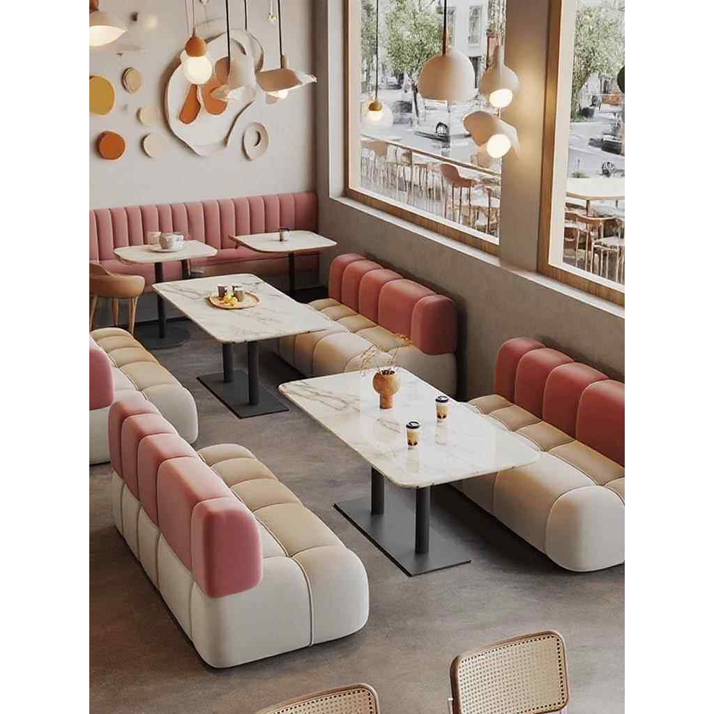 需定制网红咖啡厅沙发卡座酒店大堂接待洽谈桌椅组合酒吧餐饮座椅
