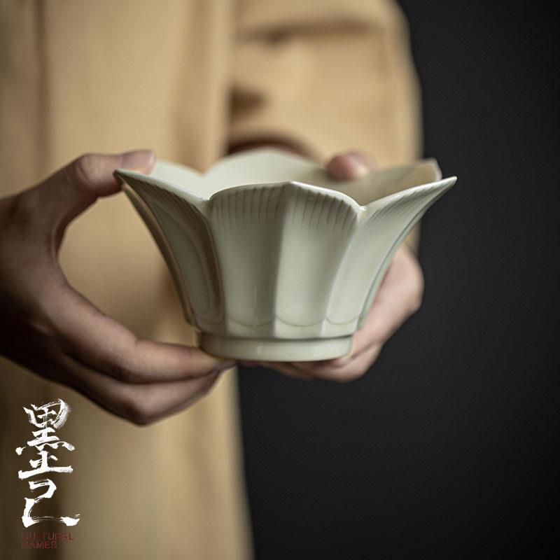 墨己 仿古莲花台壶承建水 功夫茶具水盂茶点盘盖置多用功能 配件