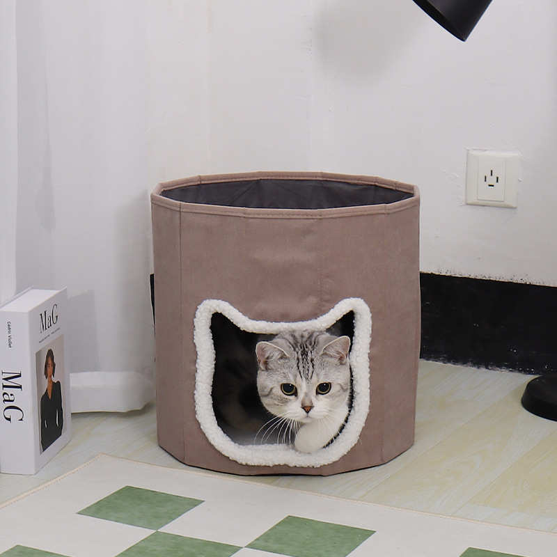 宠物猫窝双层豪华圆形猫别墅防滑可折叠四季通用保暖狗窝新品