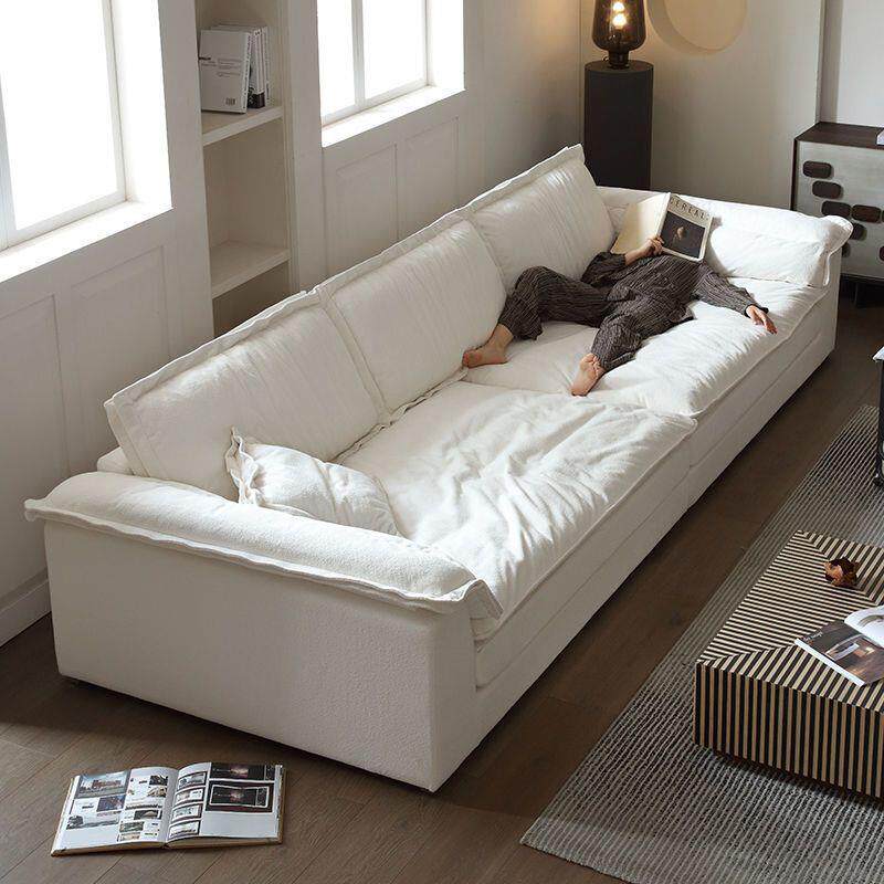 2026新款布艺沙发现代简约奶油风小户型客厅大坐深直排帆船沙发厂