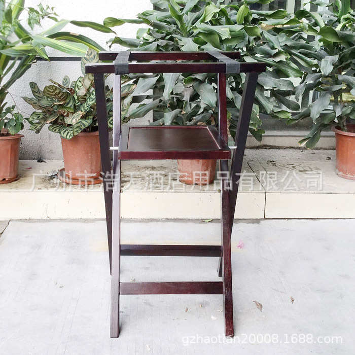 酒店客房行李架实木 带托盘折叠置物架宾馆行李架卧室放衣架