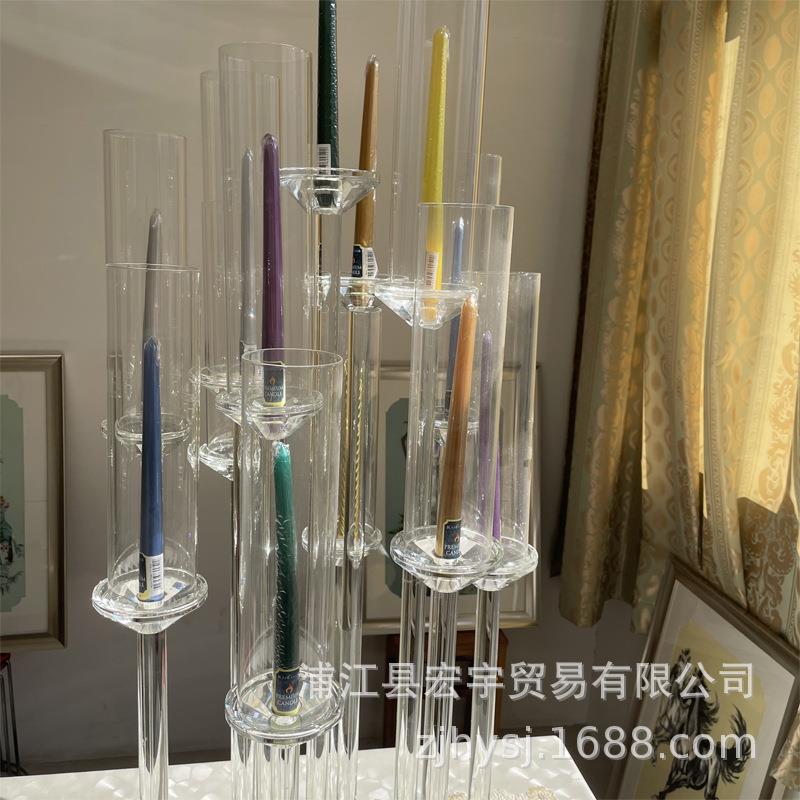 厂家直销婚庆婚礼道具水晶蜡烛台防风烛台摆件样板房酒店软装装饰