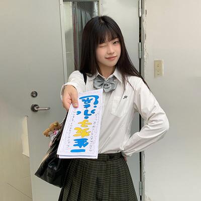 小竹/短袖j服k衬衫女秋制系女校供感短袖角襟日OKR衬衫夏清凉竹纤