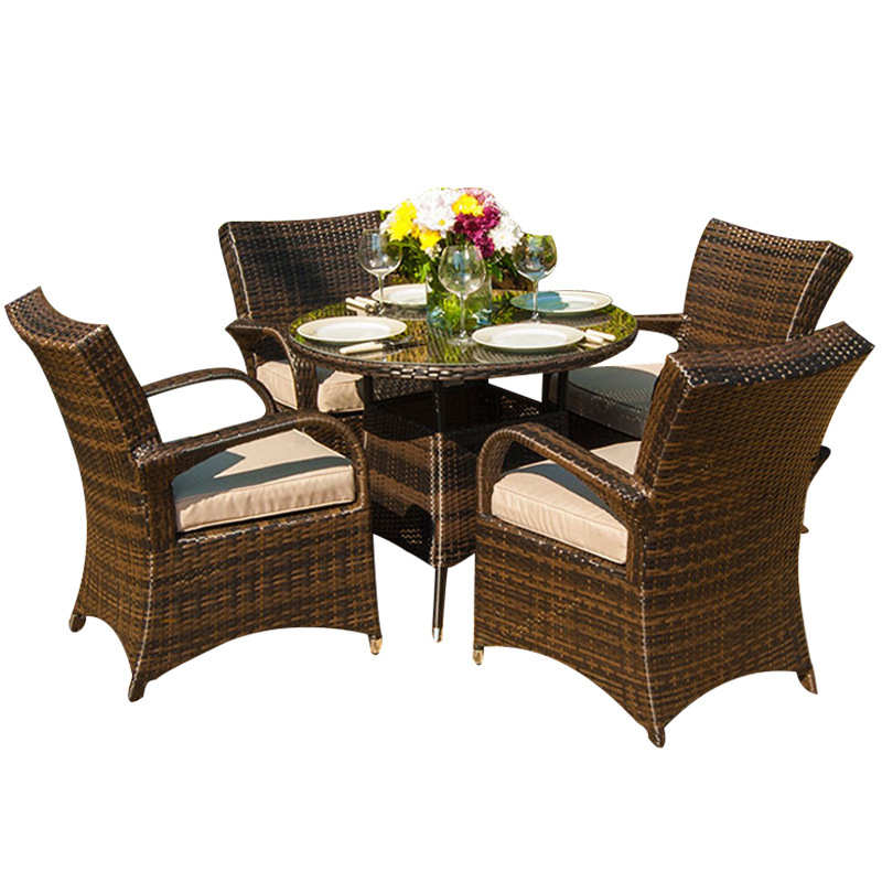 户外桌椅休闲阳台花园庭院藤编户外家具藤椅五件套别墅高端户外椅