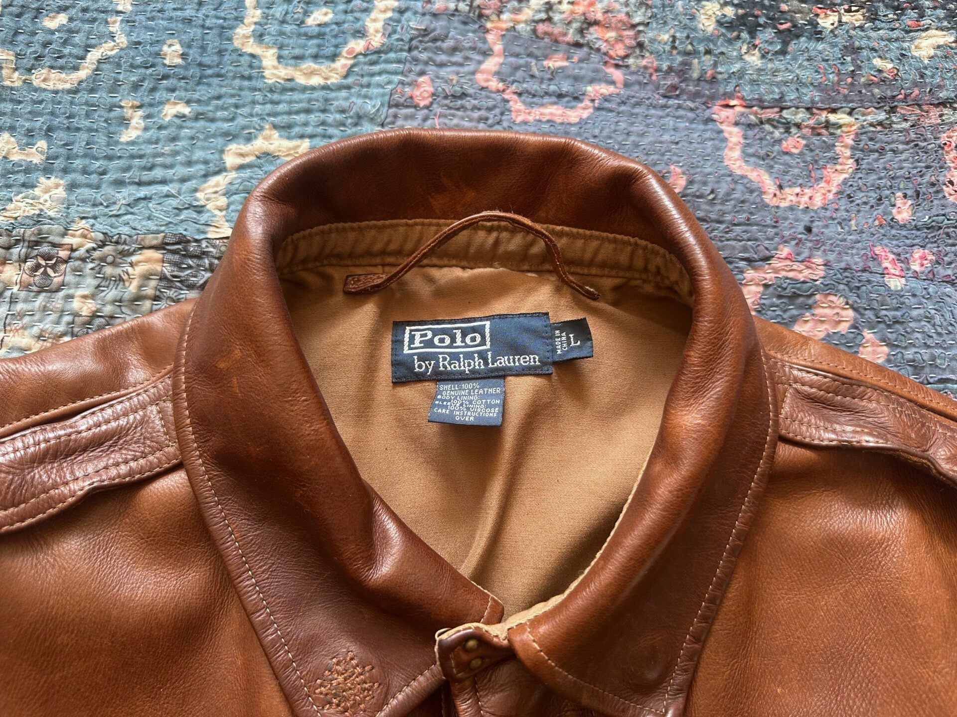 Polo Ralph Lauren A2 Brown Leather Jacket — detail