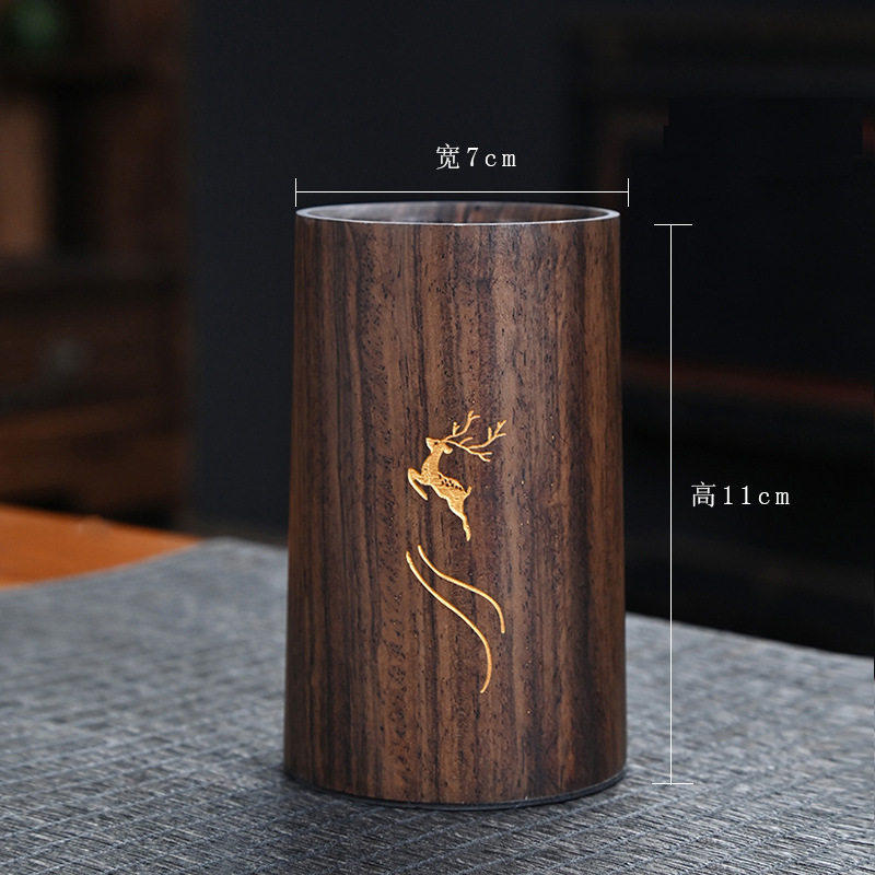 黑檀木茶筒笔筒茶道六君子套装茶夹收纳筒泡茶工具茶桶茶具配件