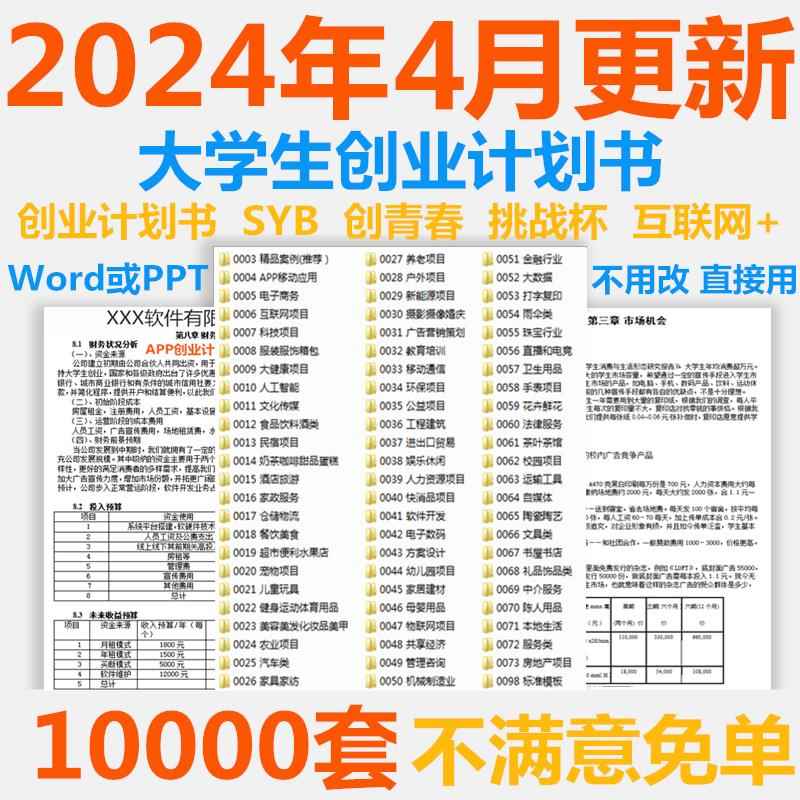 syb大学生创新创业项目计划书商业互联网+大赛word版范文PPT模板